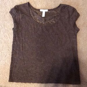 Ambiance apparel brown lace crop top